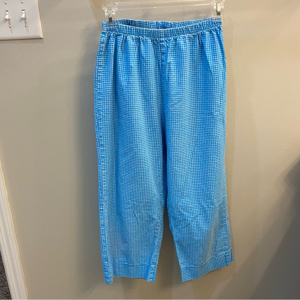 Fresh Produce Vintage Blue Check Capris S Relaxed Fit